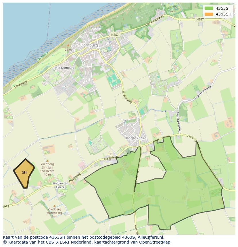 Afbeelding van het postcodegebied 4363 SH op de kaart.