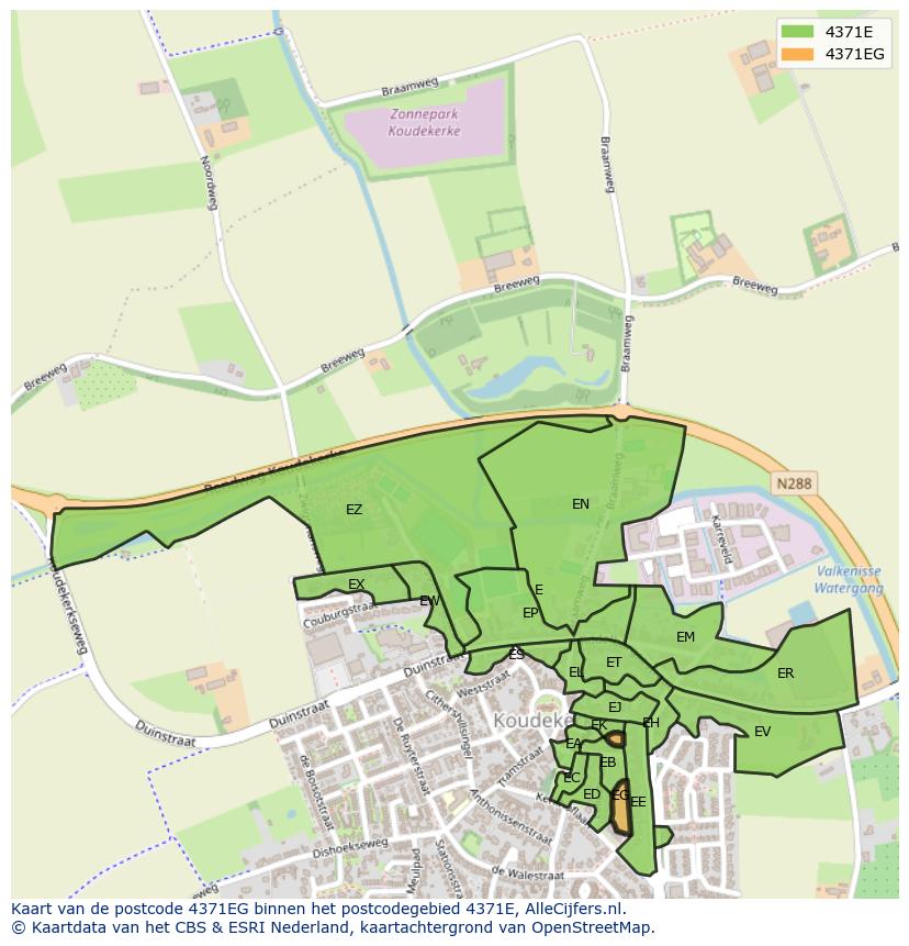 Afbeelding van het postcodegebied 4371 EG op de kaart.