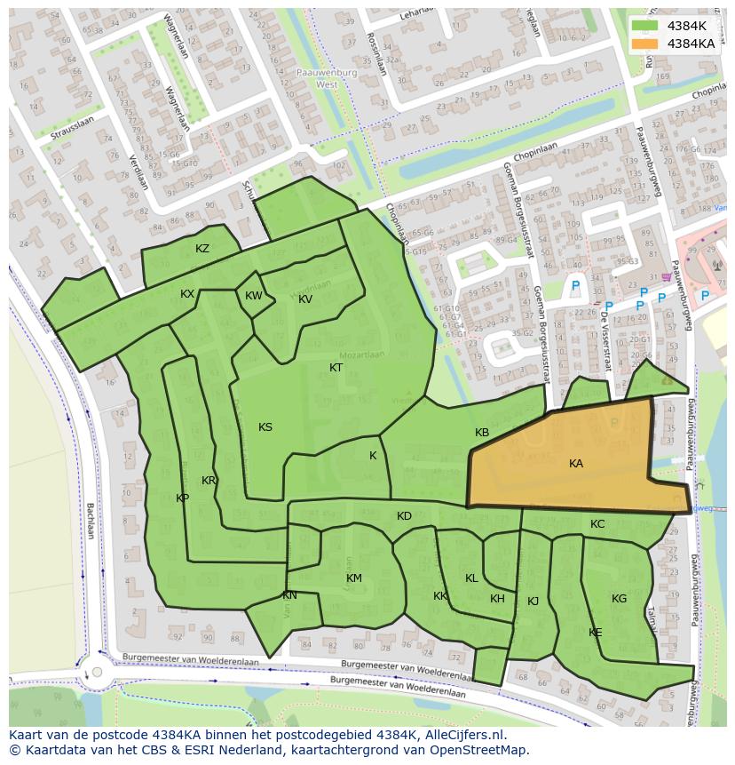 Afbeelding van het postcodegebied 4384 KA op de kaart.