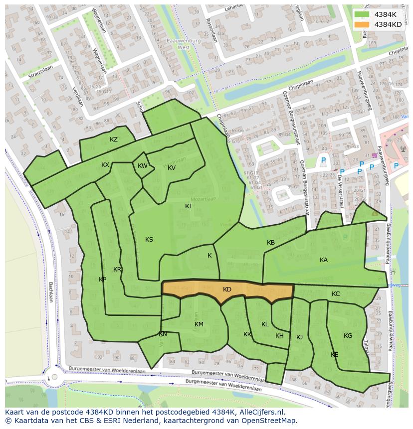 Afbeelding van het postcodegebied 4384 KD op de kaart.