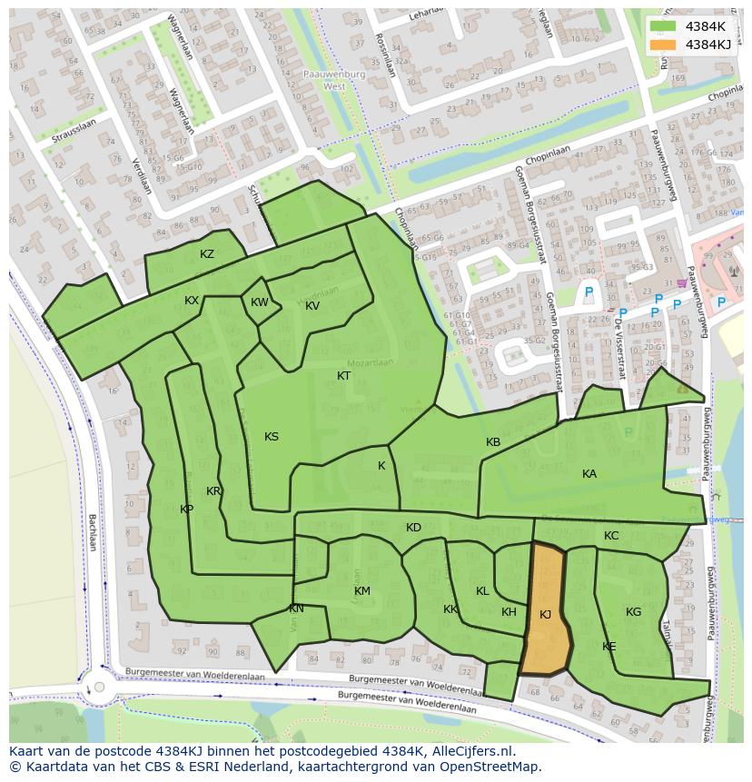 Afbeelding van het postcodegebied 4384 KJ op de kaart.
