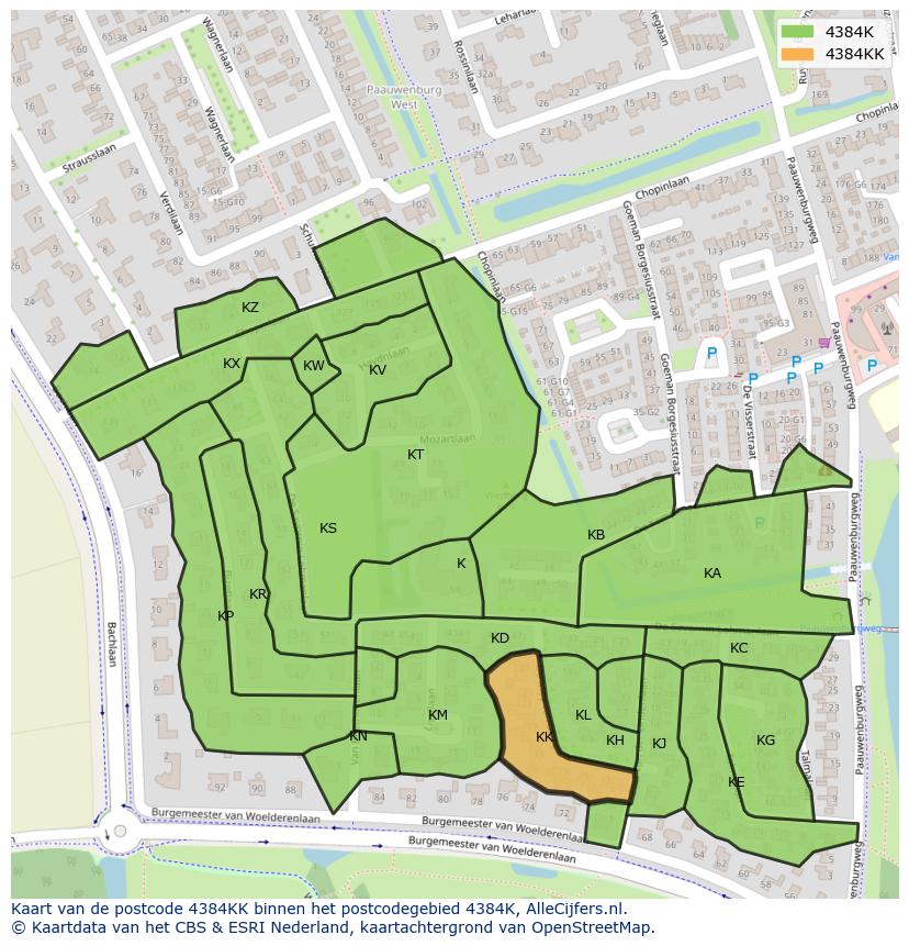 Afbeelding van het postcodegebied 4384 KK op de kaart.