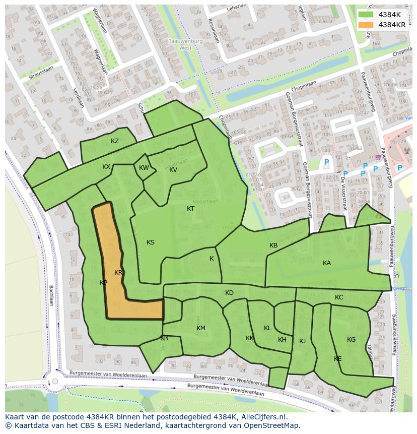 Afbeelding van het postcodegebied 4384 KR op de kaart.