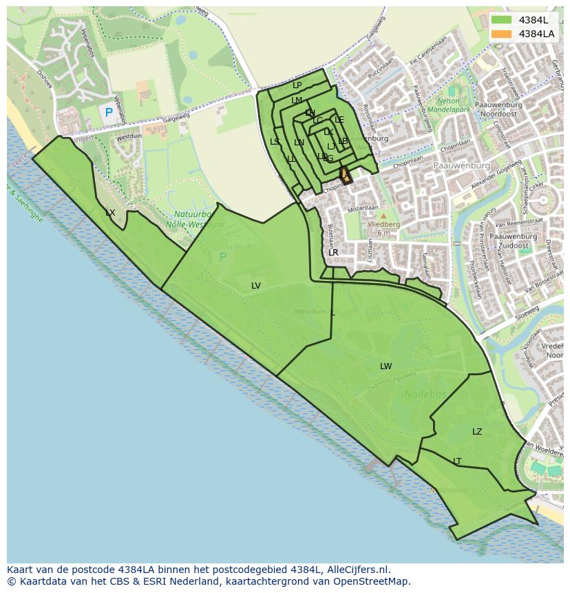 Afbeelding van het postcodegebied 4384 LA op de kaart.