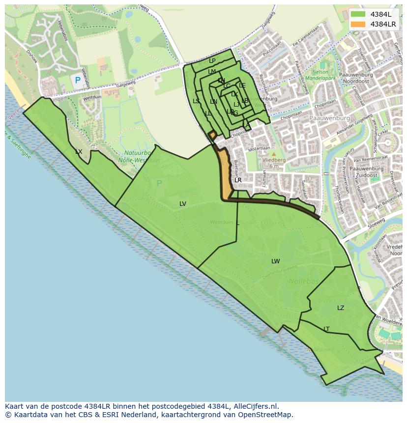 Afbeelding van het postcodegebied 4384 LR op de kaart.