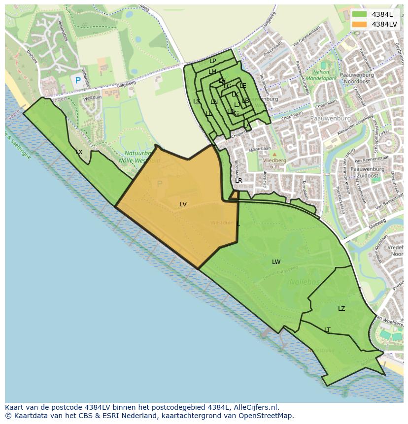 Afbeelding van het postcodegebied 4384 LV op de kaart.