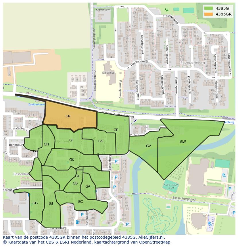 Afbeelding van het postcodegebied 4385 GR op de kaart.