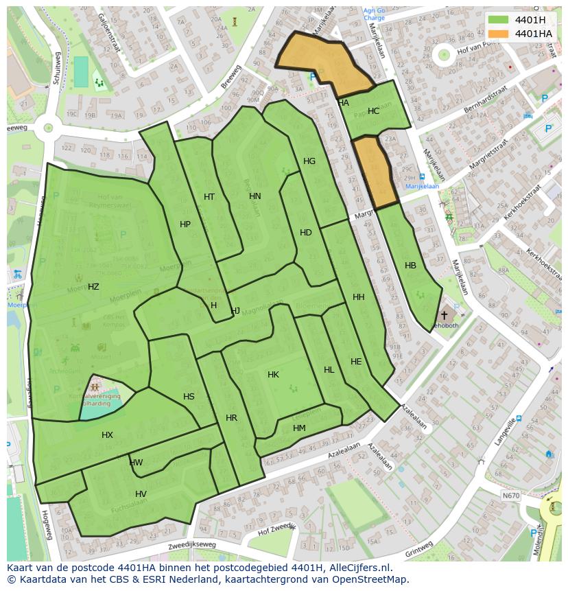 Afbeelding van het postcodegebied 4401 HA op de kaart.