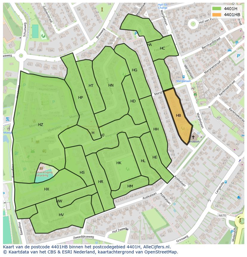 Afbeelding van het postcodegebied 4401 HB op de kaart.