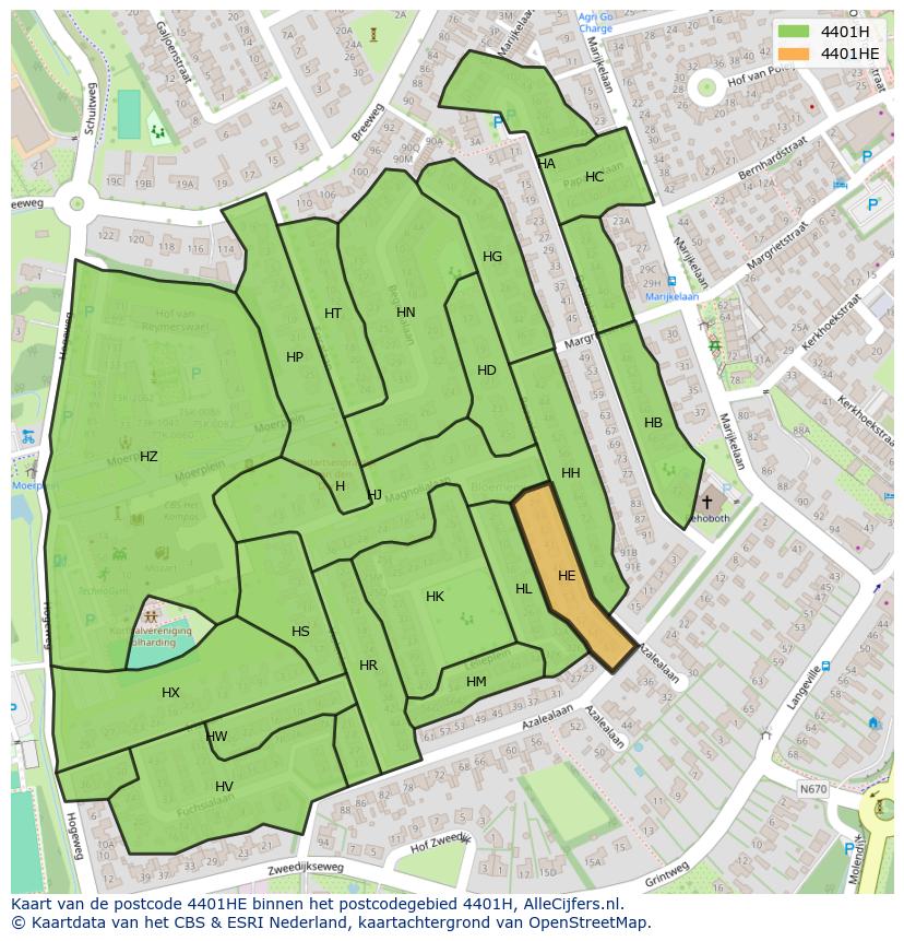 Afbeelding van het postcodegebied 4401 HE op de kaart.