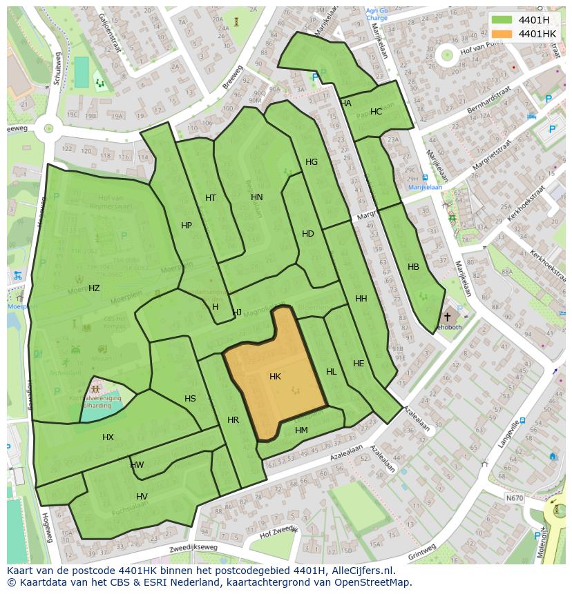Afbeelding van het postcodegebied 4401 HK op de kaart.