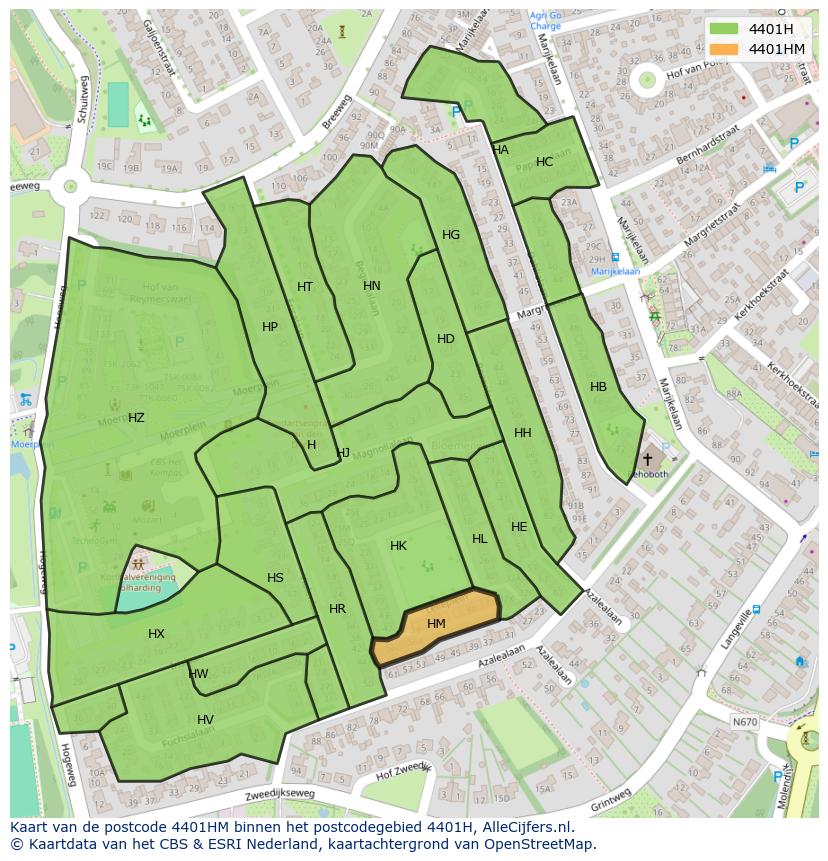 Afbeelding van het postcodegebied 4401 HM op de kaart.