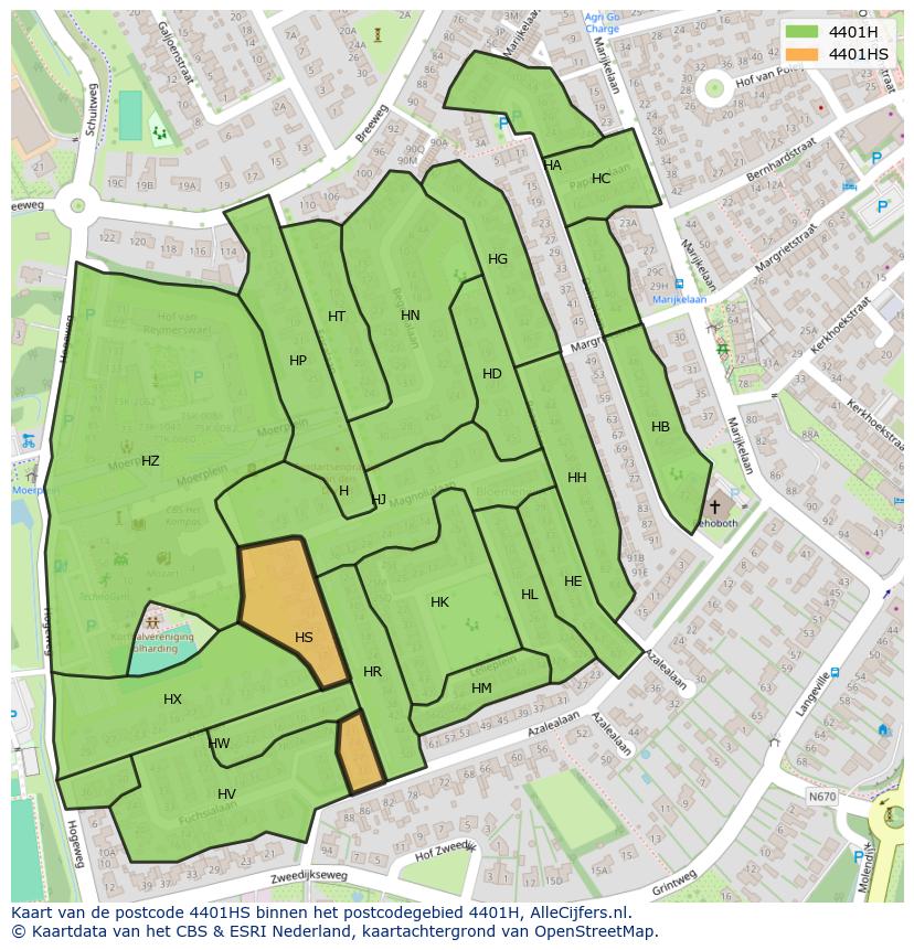 Afbeelding van het postcodegebied 4401 HS op de kaart.