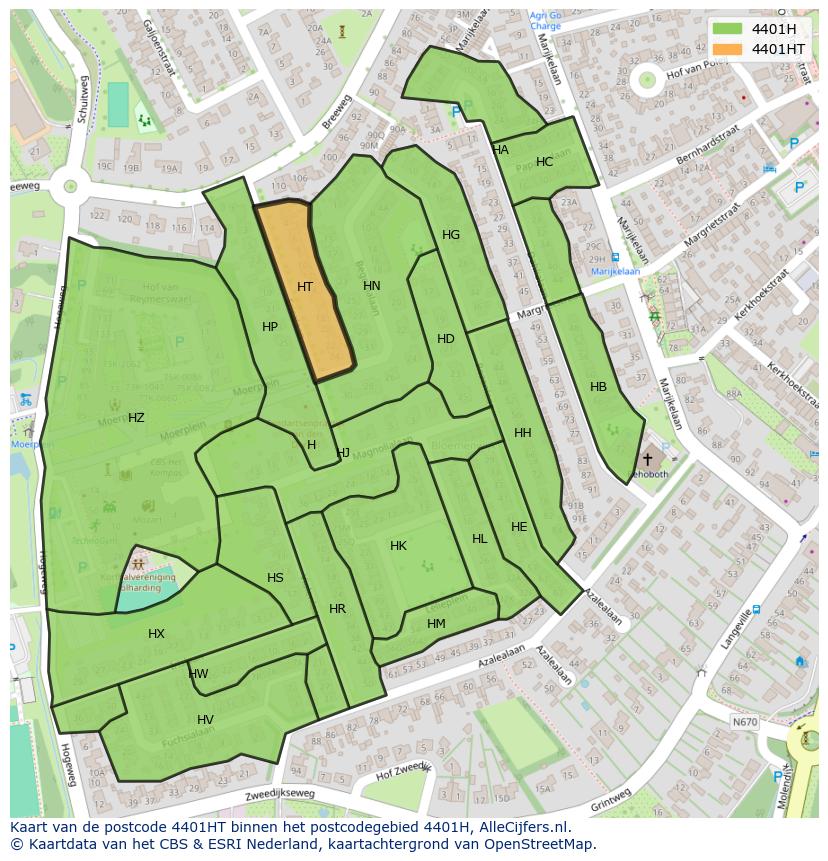 Afbeelding van het postcodegebied 4401 HT op de kaart.