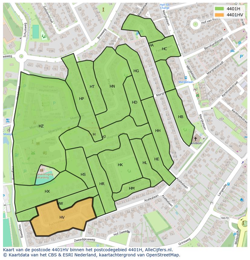 Afbeelding van het postcodegebied 4401 HV op de kaart.