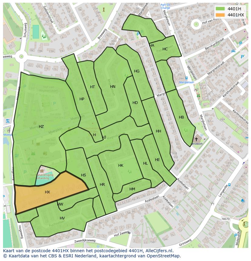 Afbeelding van het postcodegebied 4401 HX op de kaart.