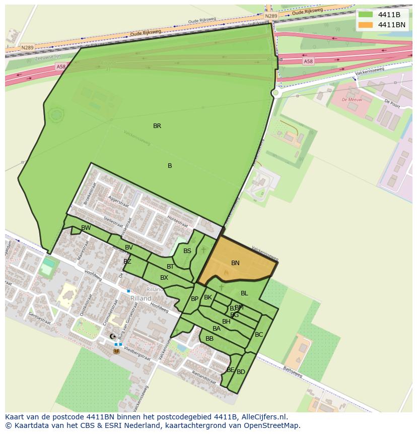 Afbeelding van het postcodegebied 4411 BN op de kaart.