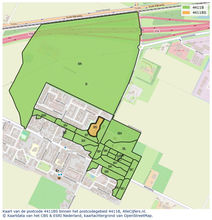 Afbeelding van het postcodegebied 4411 BS op de kaart.