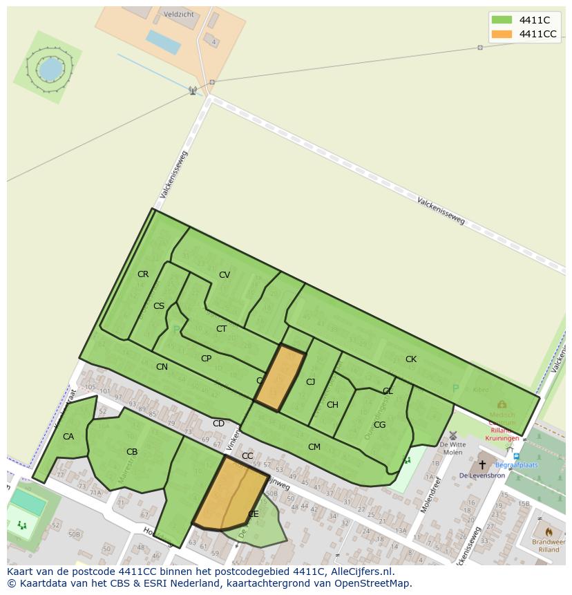 Afbeelding van het postcodegebied 4411 CC op de kaart.