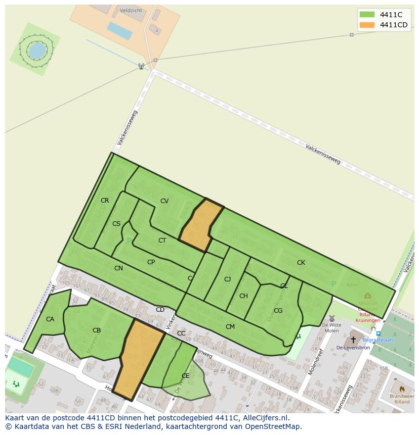 Afbeelding van het postcodegebied 4411 CD op de kaart.
