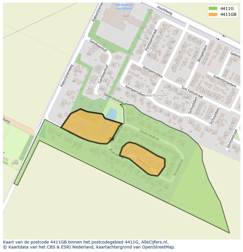 Afbeelding van het postcodegebied 4411 GB op de kaart.