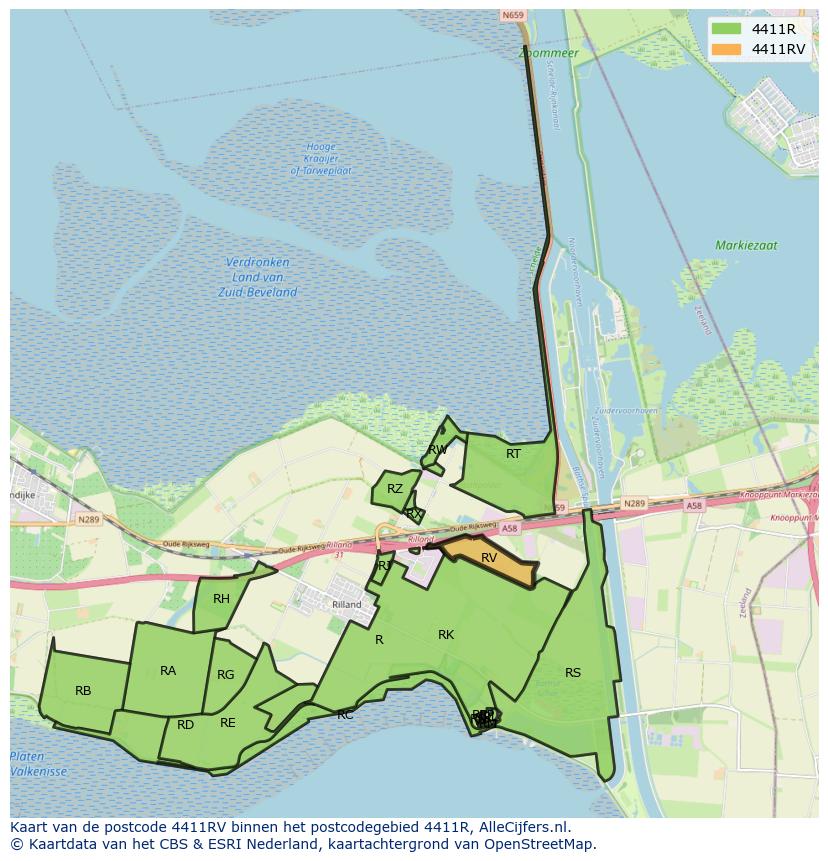 Afbeelding van het postcodegebied 4411 RV op de kaart.
