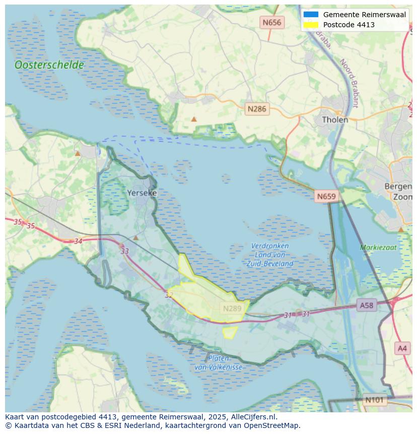 Afbeelding van het postcodegebied 4413 op de kaart.