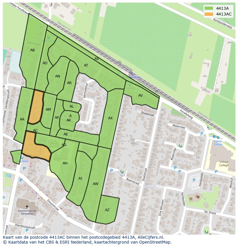 Afbeelding van het postcodegebied 4413 AC op de kaart.