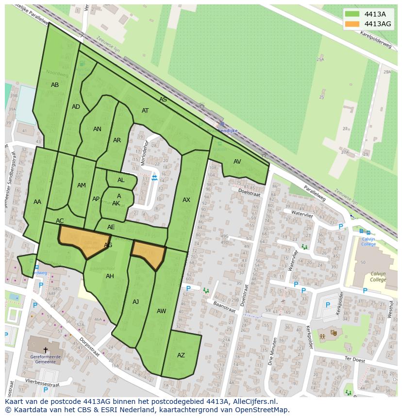 Afbeelding van het postcodegebied 4413 AG op de kaart.