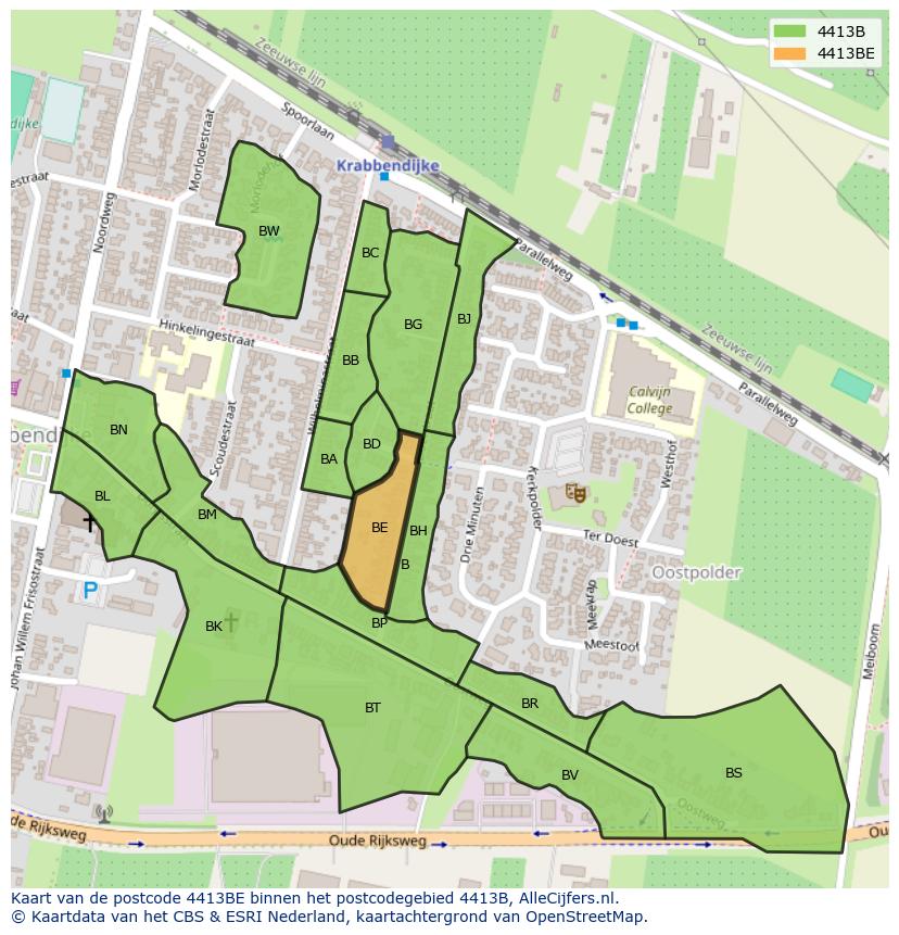 Afbeelding van het postcodegebied 4413 BE op de kaart.