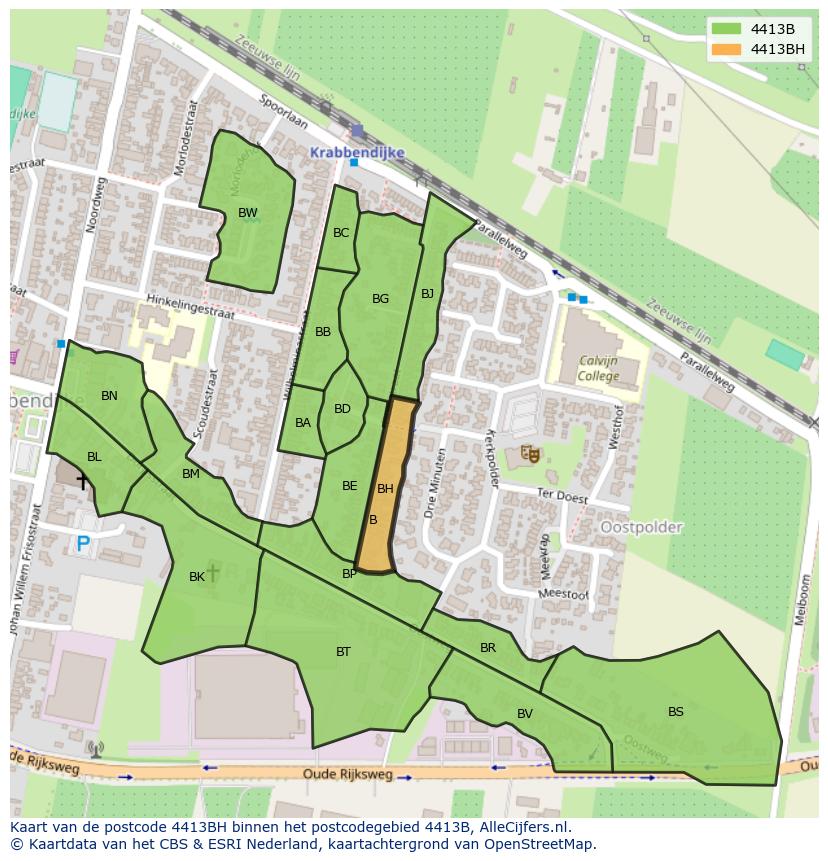 Afbeelding van het postcodegebied 4413 BH op de kaart.