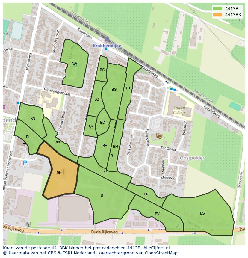 Afbeelding van het postcodegebied 4413 BK op de kaart.