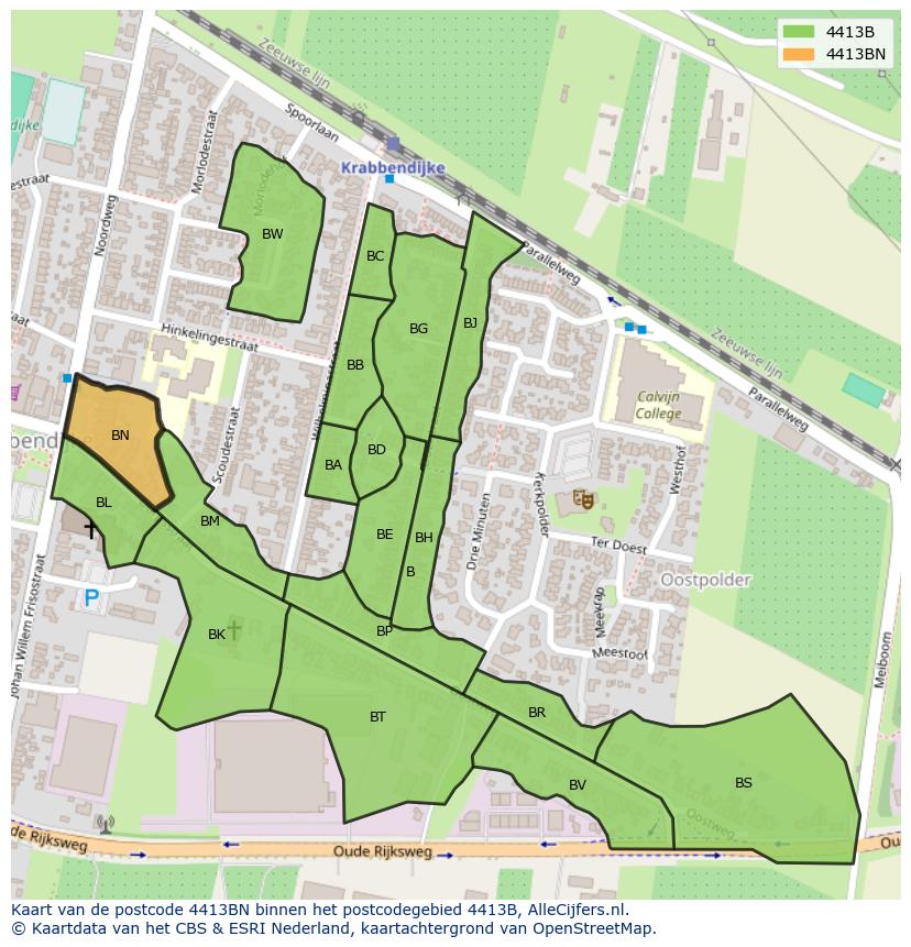 Afbeelding van het postcodegebied 4413 BN op de kaart.
