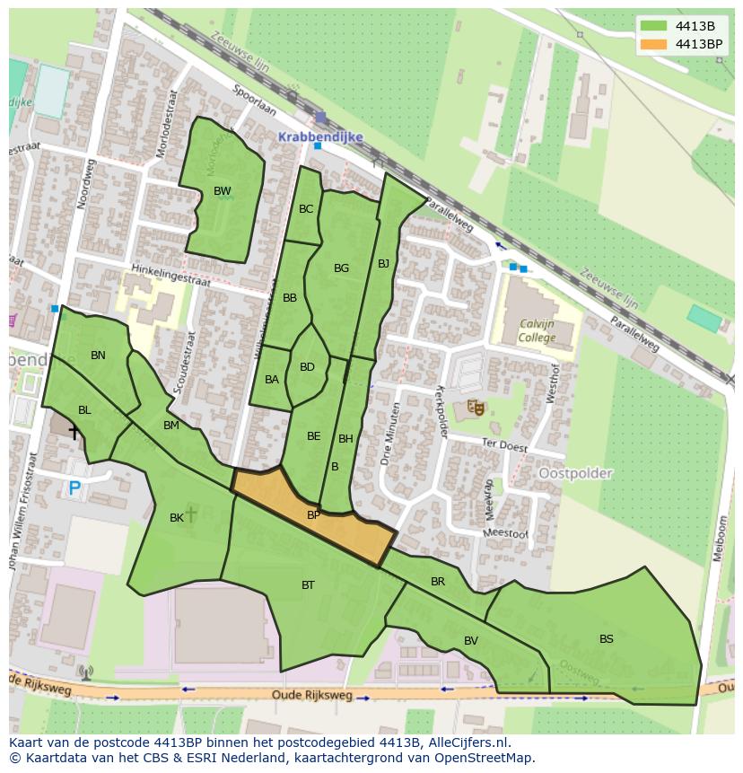 Afbeelding van het postcodegebied 4413 BP op de kaart.