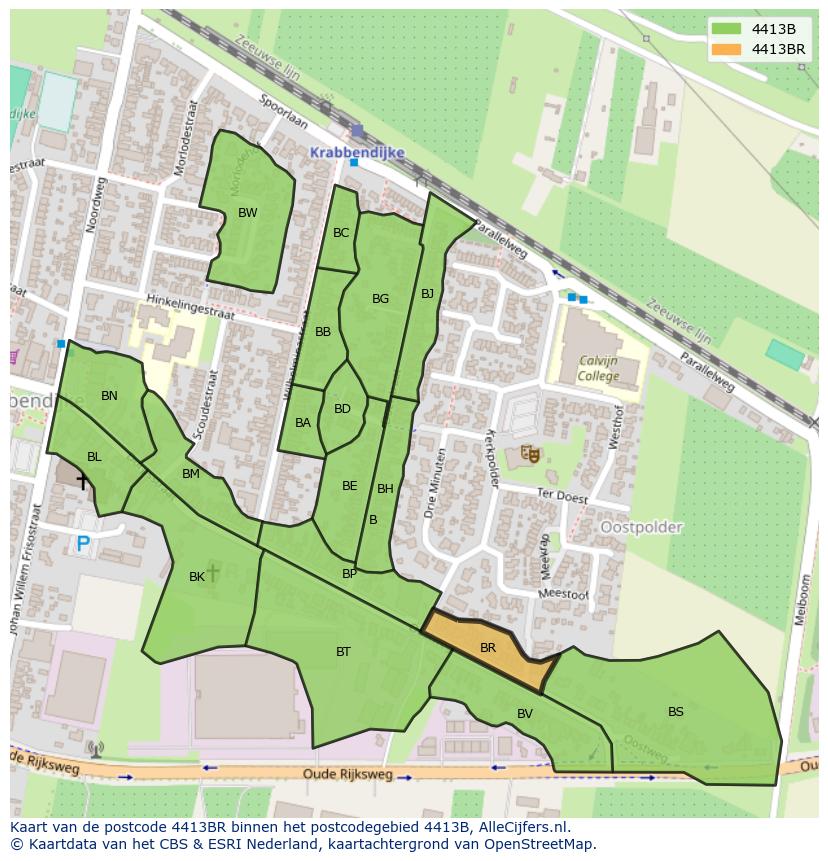 Afbeelding van het postcodegebied 4413 BR op de kaart.