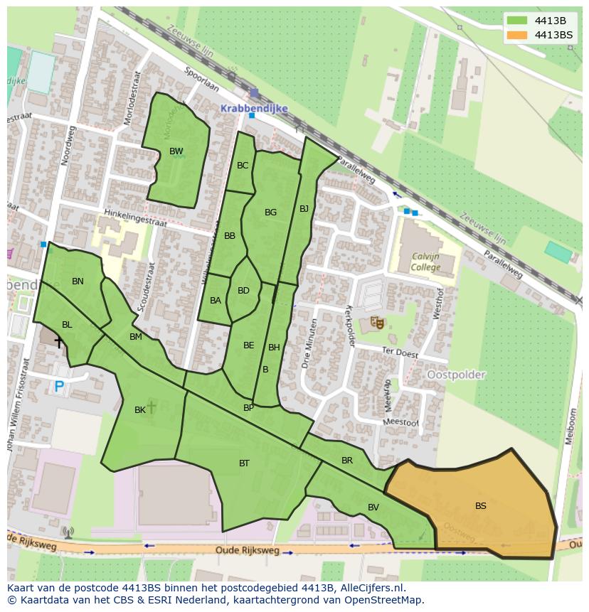 Afbeelding van het postcodegebied 4413 BS op de kaart.