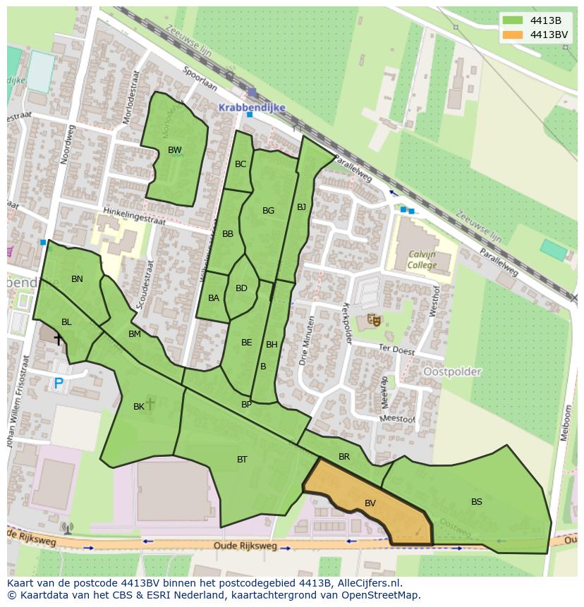 Afbeelding van het postcodegebied 4413 BV op de kaart.