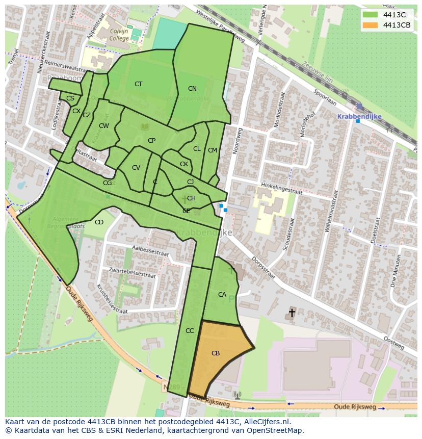 Afbeelding van het postcodegebied 4413 CB op de kaart.