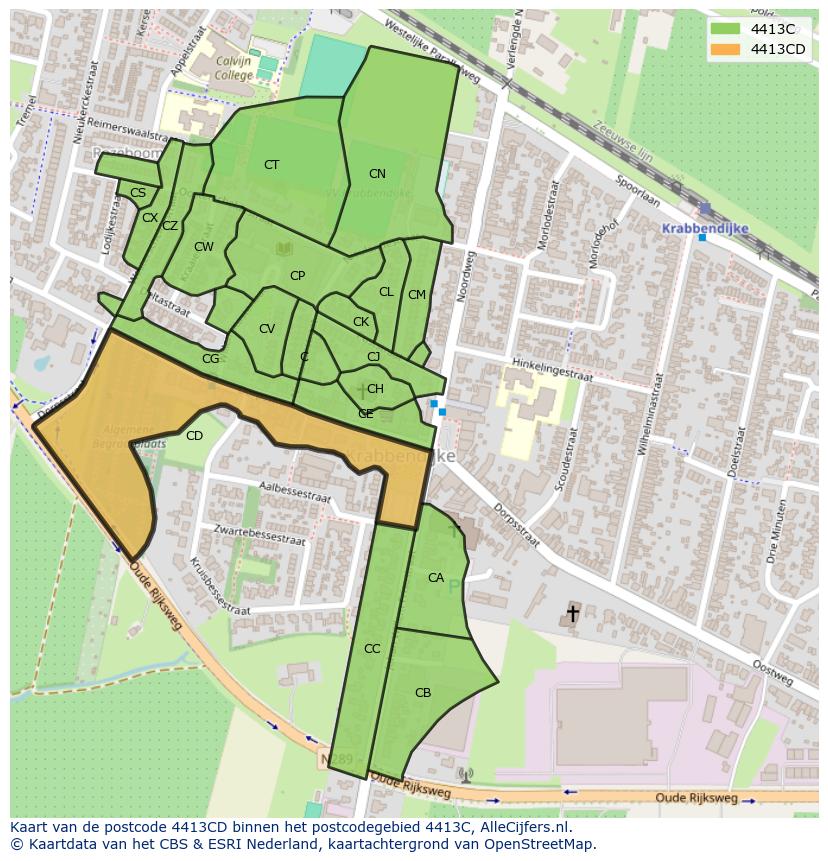 Afbeelding van het postcodegebied 4413 CD op de kaart.
