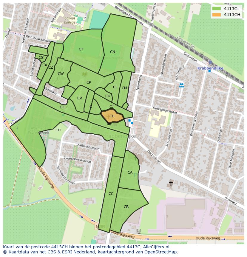 Afbeelding van het postcodegebied 4413 CH op de kaart.