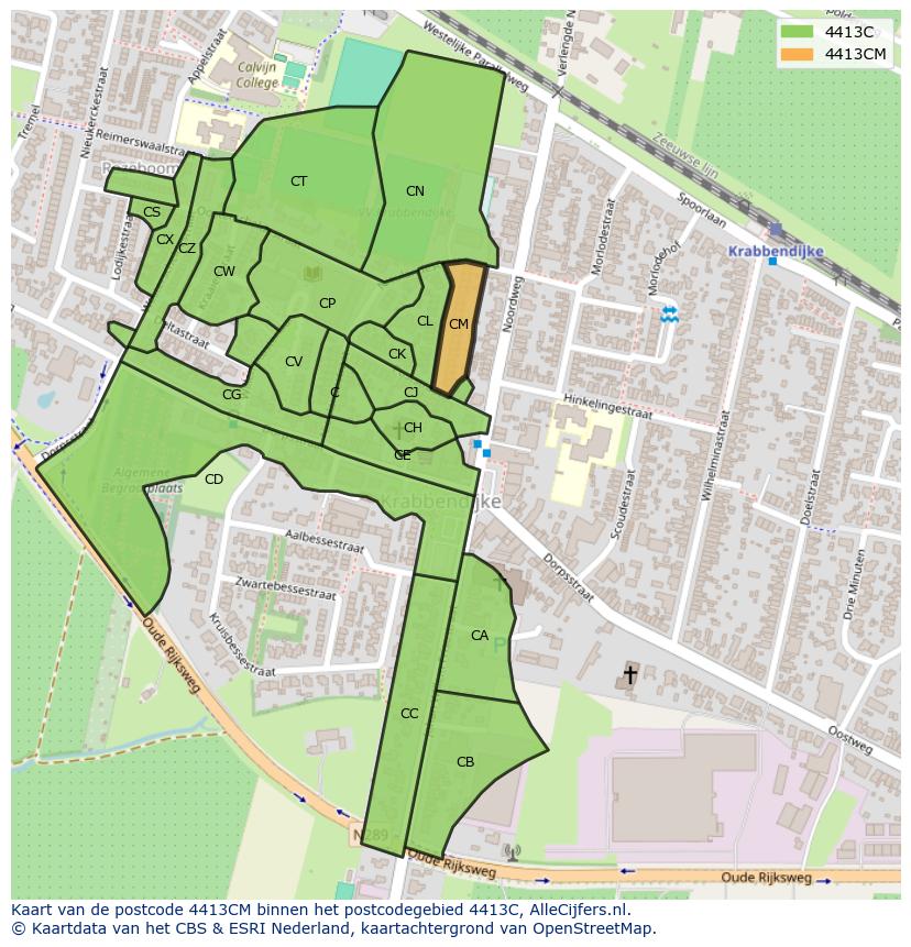 Afbeelding van het postcodegebied 4413 CM op de kaart.