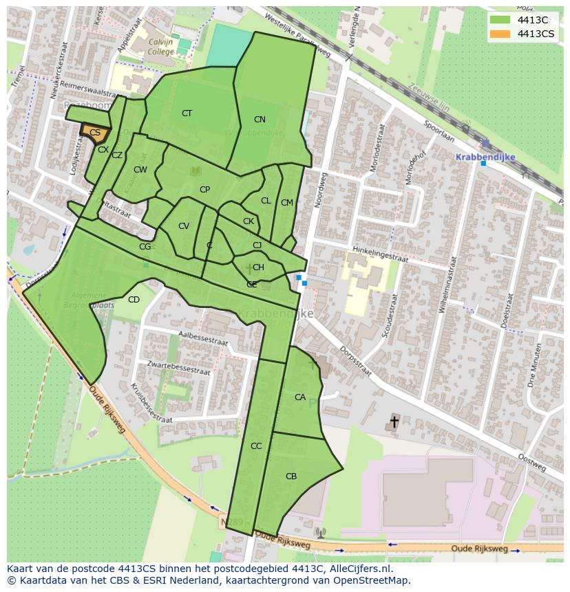 Afbeelding van het postcodegebied 4413 CS op de kaart.