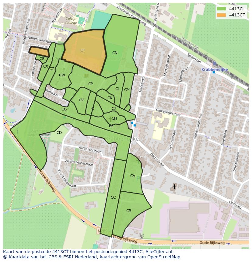 Afbeelding van het postcodegebied 4413 CT op de kaart.