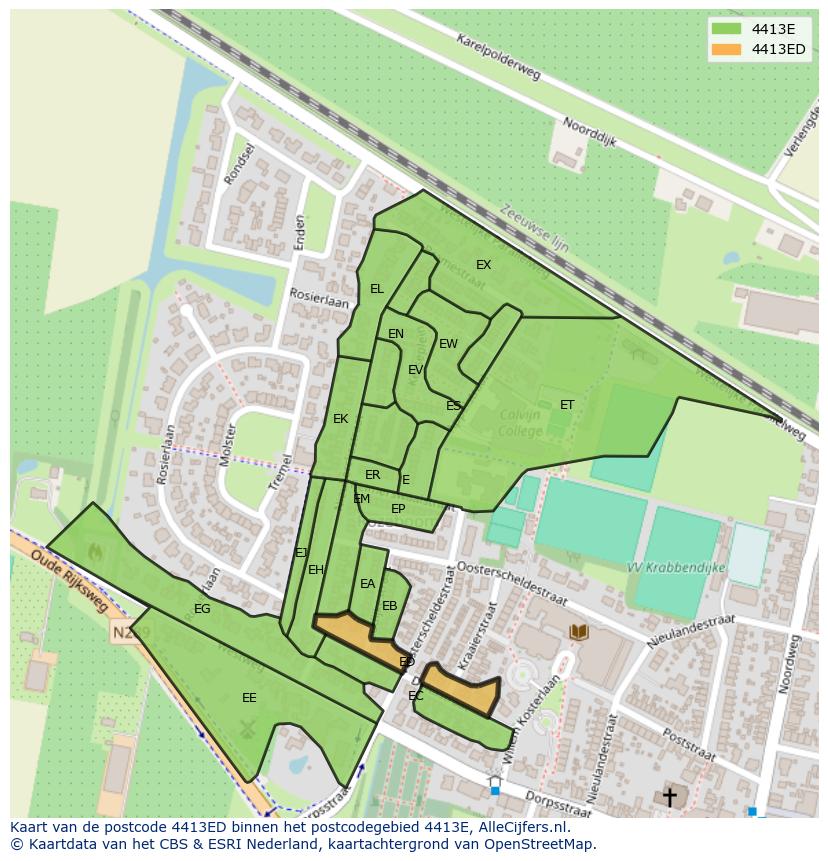 Afbeelding van het postcodegebied 4413 ED op de kaart.