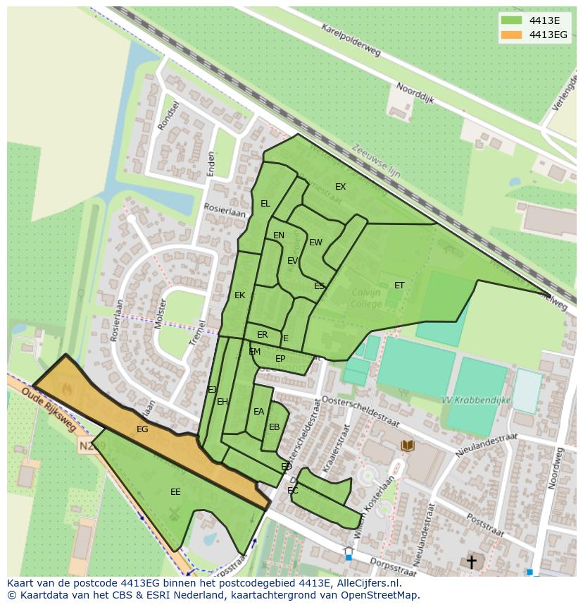Afbeelding van het postcodegebied 4413 EG op de kaart.