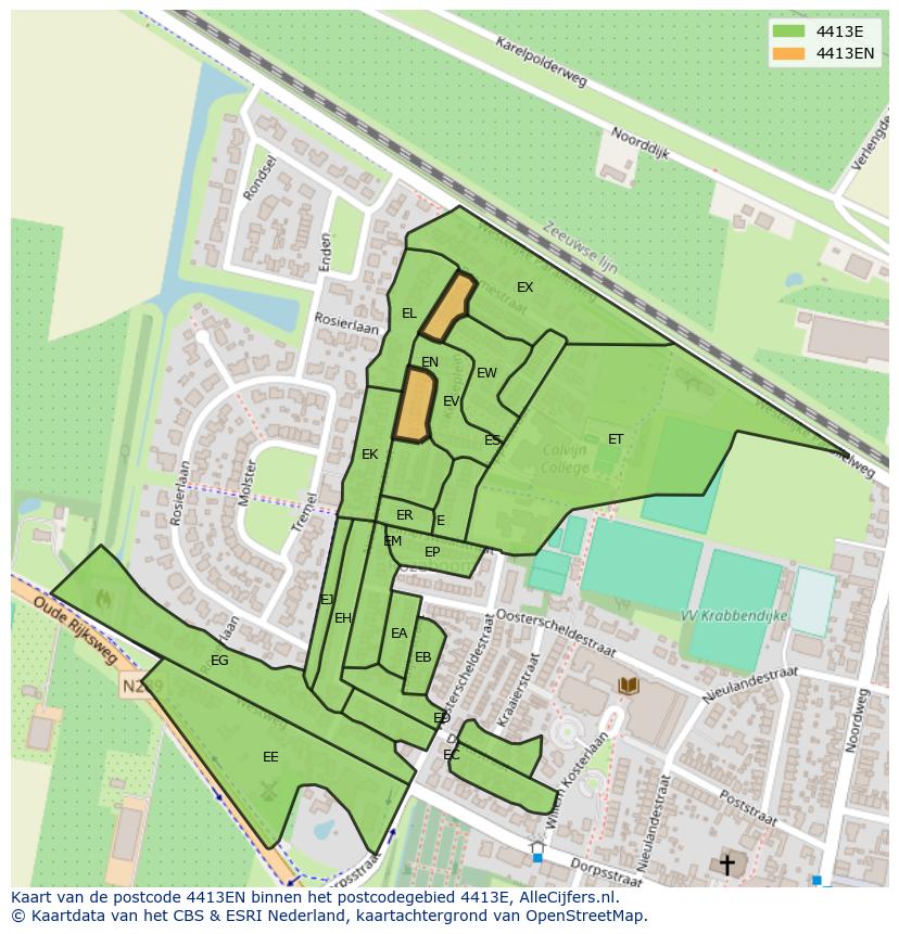 Afbeelding van het postcodegebied 4413 EN op de kaart.