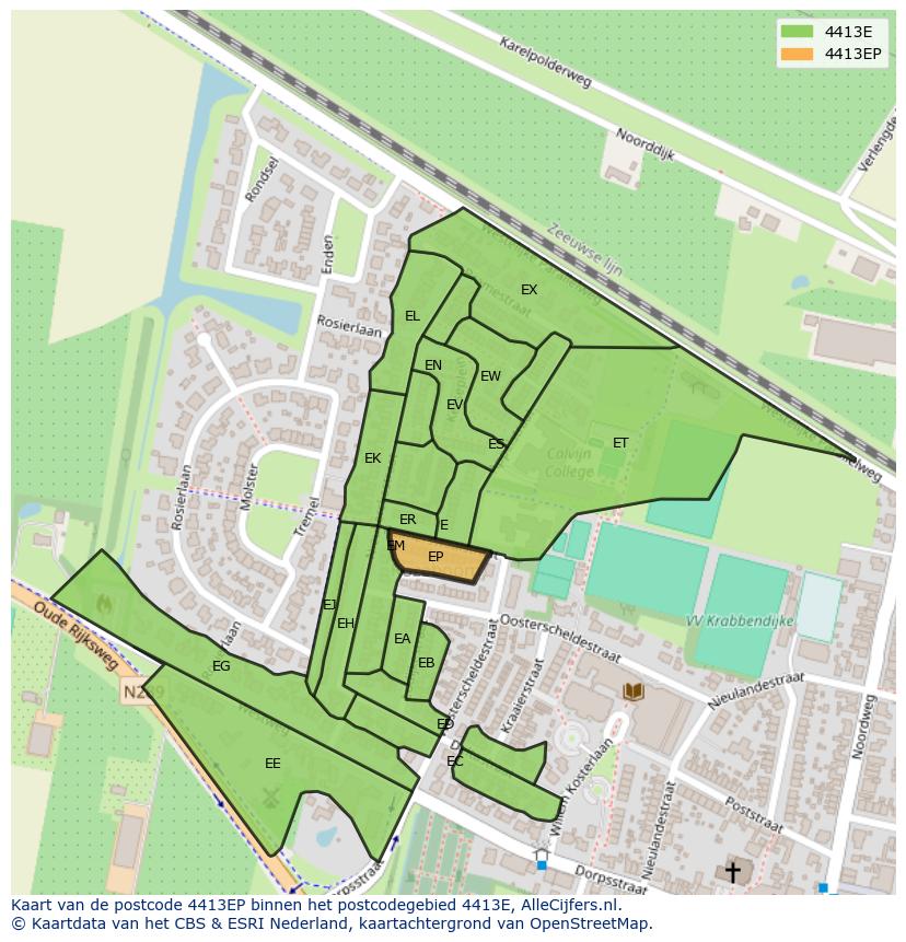 Afbeelding van het postcodegebied 4413 EP op de kaart.