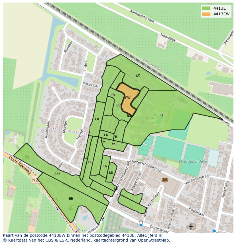 Afbeelding van het postcodegebied 4413 EW op de kaart.