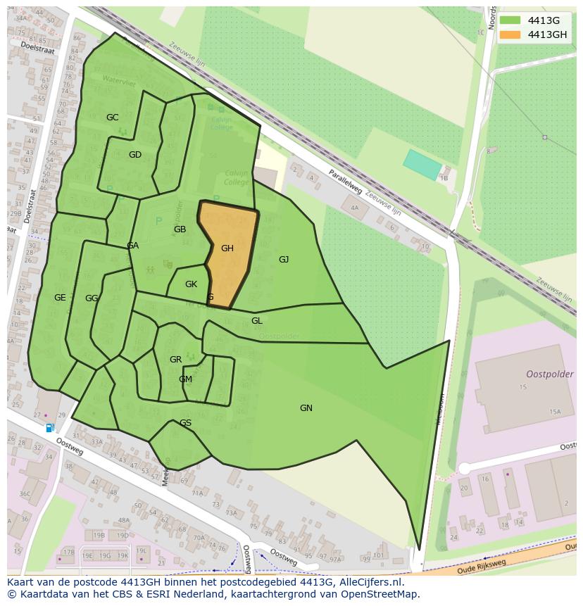 Afbeelding van het postcodegebied 4413 GH op de kaart.
