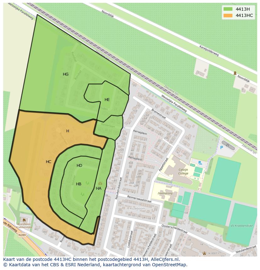 Afbeelding van het postcodegebied 4413 HC op de kaart.